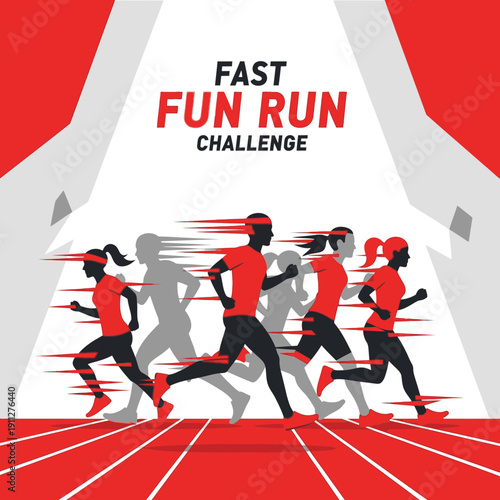 Dynamic Running Challenge Event Silhouette Athletes Competing