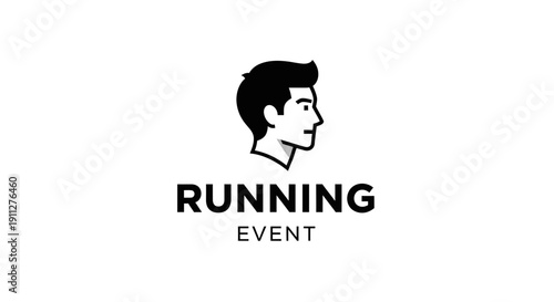 Dynamic Running Event Logo Design With Male Athlete Silhouette