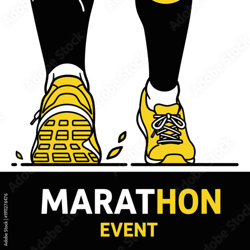 Dynamic Running Shoes Illustration For Marathon Event Promotion