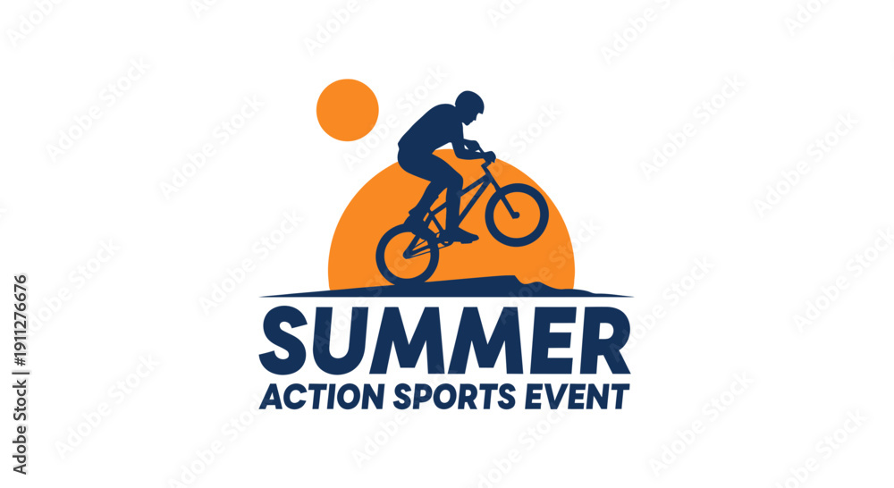 Fototapeta premium Dynamic Summer Action Sports Bicycle Event Logo Design