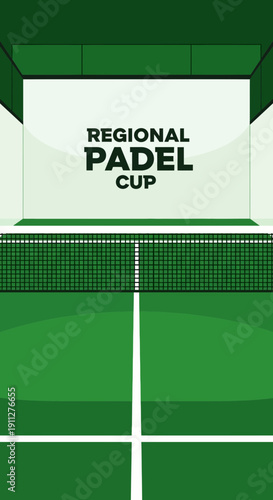 Dynamic Sports Arena Graphic For Regional Padel Tournament Event Promotion