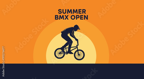Dynamic Summer BMX Rider Silhouette Against Warm Sunset