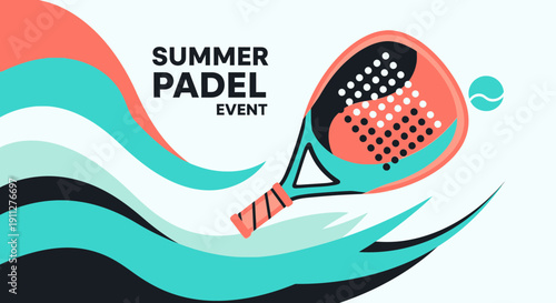 Dynamic Summer Padel Event Graphics With Racket and Ball