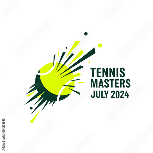 Dynamic Tennis Masters July 2024 Emblem Showcasing Energetic Sporting Event Imagery