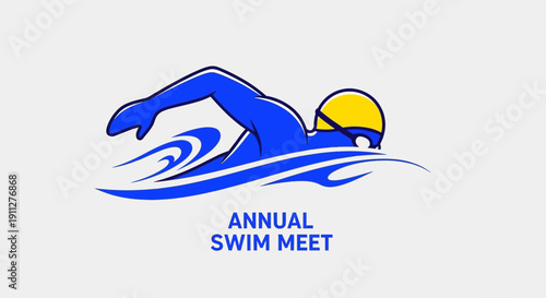 Dynamic Swimming Silhouette For Annual Swim Meet Event Graphics