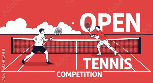 Dynamic Tennis Match Illustration For Sports Advertising And Promotions