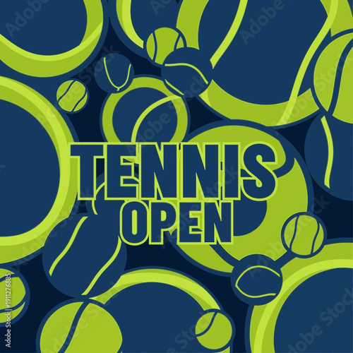 Dynamic Tennis Open Graphic With Balls And Circles