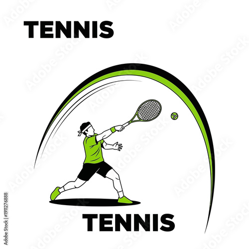 Dynamic Tennis Player Illustration Demonstrating Power and Skill During a Competitive Match