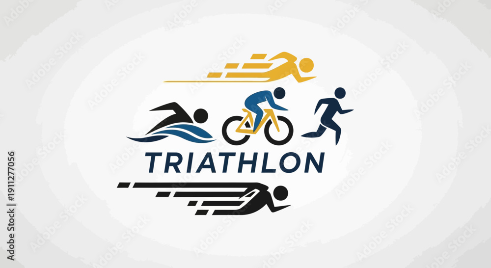Fototapeta premium Dynamic Triathlon Icon Set Representing Sportive Endurance and Athleticism