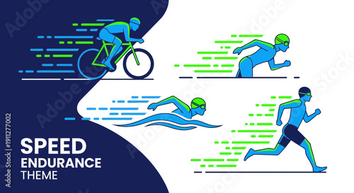 Dynamic Triathlon Athlete Silhouettes Conveying Speed And Endurance