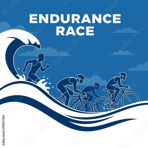 Dynamic Triathlon Athletes Conquer Grueling Endurance Race Under Epic Wave