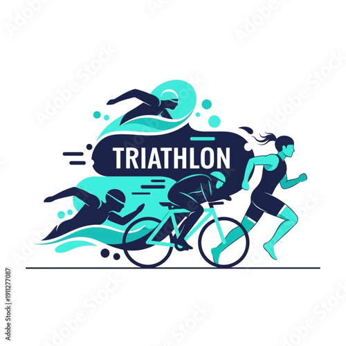 Dynamic Triathlon Illustration Capturing Athleticism And Endurance
