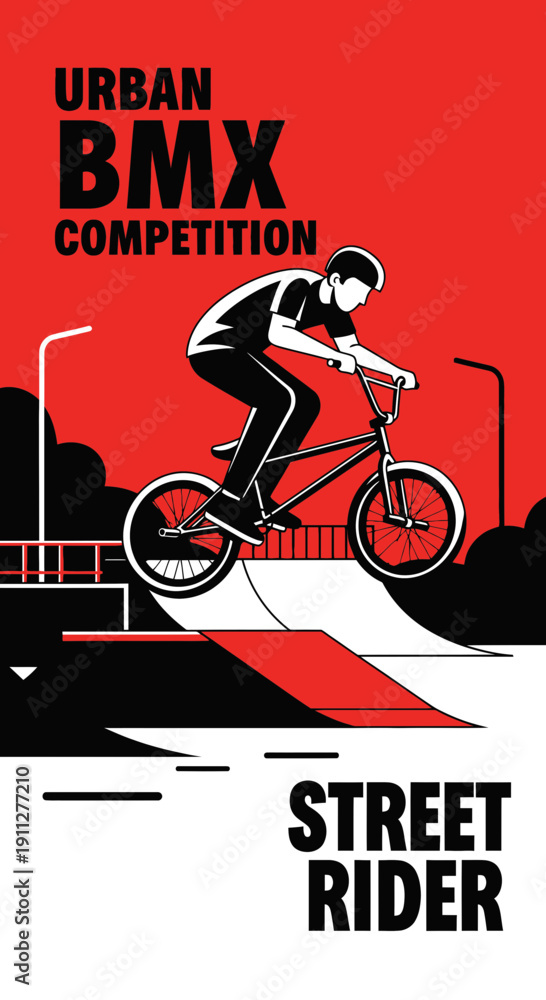 Naklejka premium Dynamic Urban Bmx Competition Street Rider Action Shot