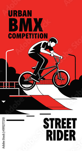 Dynamic Urban Bmx Competition Street Rider Action Shot