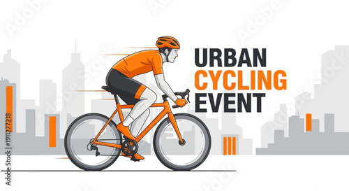 Dynamic Urban Cycling Event Illustration Vibrant Cityscape Race Speed