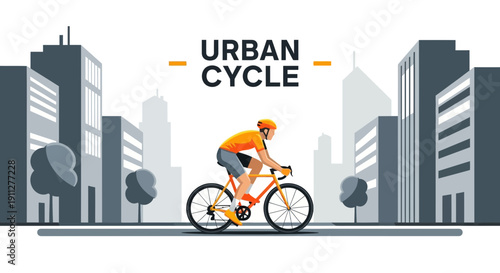 Dynamic Urban Cyclist Navigating Cityscape With Energy And Motion