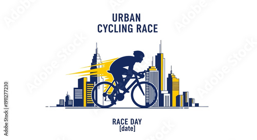 Dynamic Urban Cycling Race Event Illustration With Skyscraper Cityscape