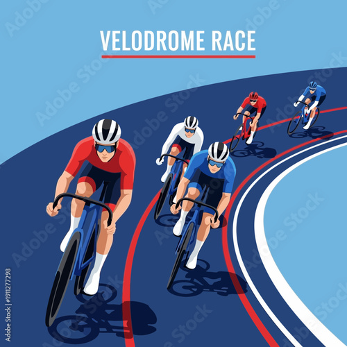 Dynamic Velodrome Cycling Race Competition In Action