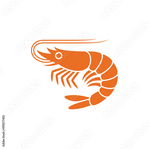 Simple orange shrimp illustration a stylized crustacean graphic design