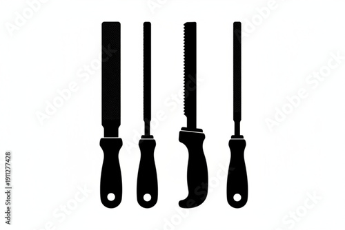 Silhouette of Craftsman's Tools: A collection of precise hand tools, essential for the craftsman's trade, stands in stark silhouette, each reflecting a specific function.