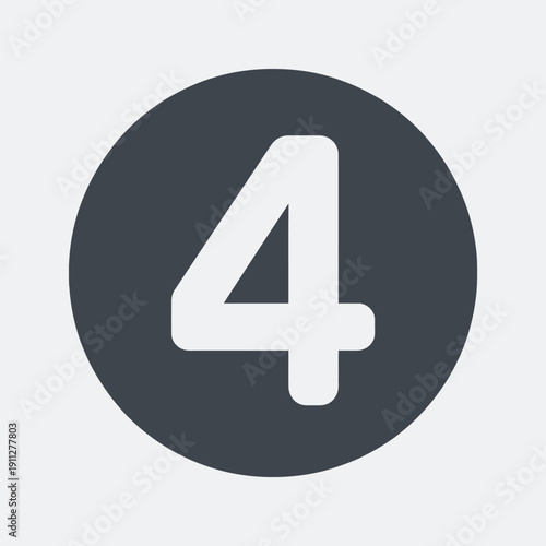 Simple graphic of the number four inside a dark gray circle