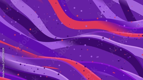 Vibrant purple background with dynamic wavy lines and colorful dots