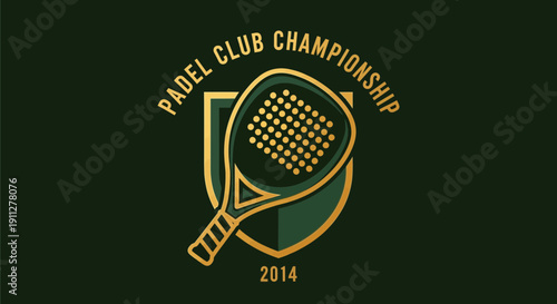 Elegant Padel Club Championship Emblem with Vintage 2014 Date