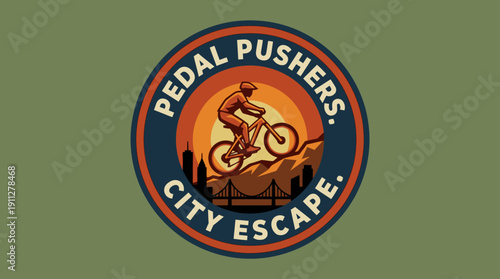Pedal Pushers City Escape Mountain Biker Riding Through Urban Landscape