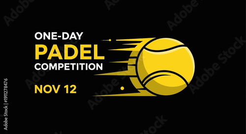 Energetic Padel Competition Announcement With Speeding Ball Graphic