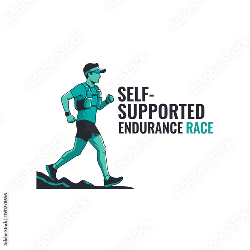 Energetic Runner Embodies Self-Supported Endurance Race, Showcasing Determination and Stamina