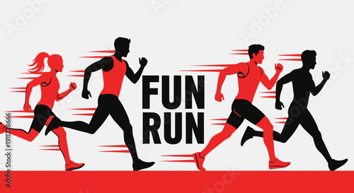 Energetic Runners In Motion During A Vibrant Fun Run Event