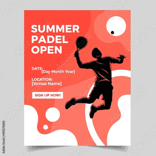 Energetic Summer Padel Open Sports Tournament Advertisement Poster Design