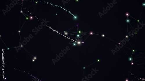 Vibrant network connections glowing in dark space