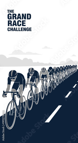 Epic Grand Race Challenge Cyclists Competing In Dramatic Cycling Event