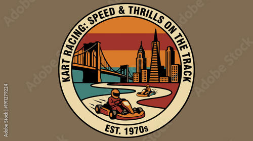 Kart Racing Speed and Thrills on the Track Est 1970s San Francisco Cityscape