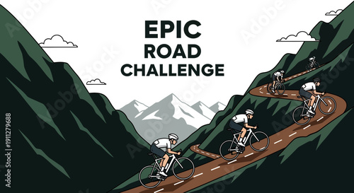 Epic Road Challenge Mountain Ascent Bicycle Race Adventure