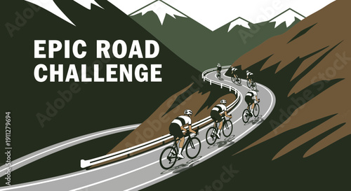 Epic Road Cycling Challenge Among Mountain Peaks