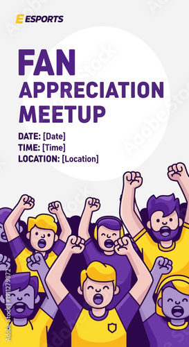Esports Fan Appreciation Meetup Event Poster Design With Cheering Crowd