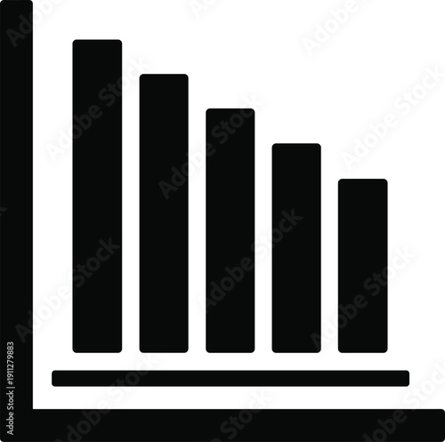 Descending bar chart silhouette financial analytics business statistics declining growth economic downturn graph report data visualization icon illustration