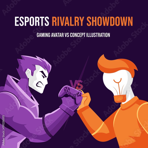 Esports Rivalry Showdown Gaming Avatar Versus Concept Illustration
