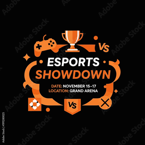 Esports Showdown Gaming Tournament Event Announcement Graphic Design