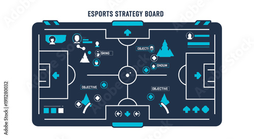 Esports Strategy Board Diagram Depicting Game Tactics and Team Gameplay Visualization