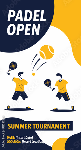 Exciting Padel Open Summer Tournament Graphic Design