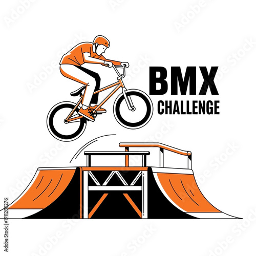 Exciting BMX Rider Performing Aerial Stunts on Custom Ramp Structure