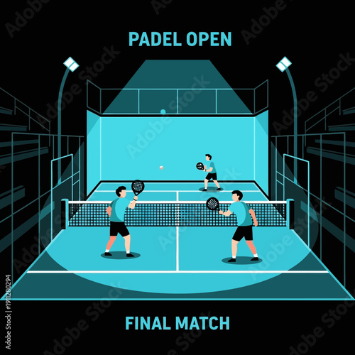 Exciting Padel Tennis Match Under Bright Stadium Lights