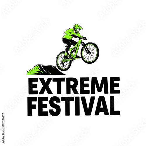 Extreme Festival Mountain Biking Action Illustration