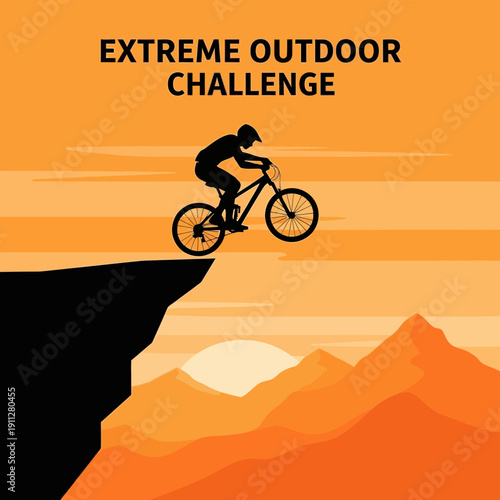 Extreme Mountain Biker Defies Gravity On Cliff Edge At Sunset