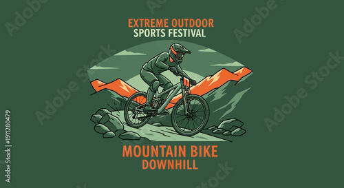 Extreme Mountain Biker Racing Downhill Mountain Bike Adventure Sport