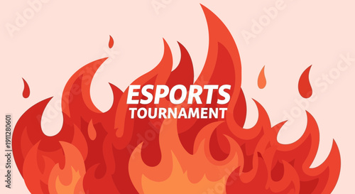 Fiery Esports Tournament Illustration With Bold Flames and Modern Gaming Design