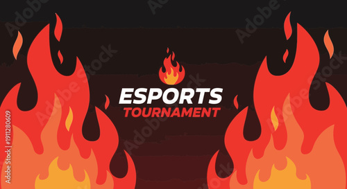 Fiery Esports Tournament Branding With Dynamic Flame Design on Dark Background